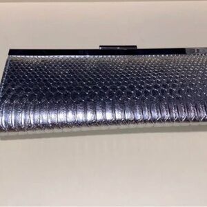 Silver Metallic Textured Clutch
